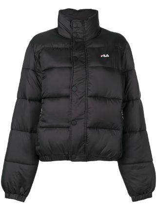 fila logo crop puffer jacket black