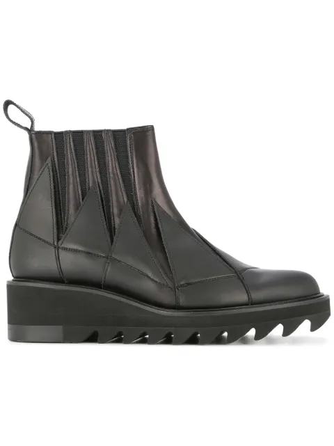 YOHJI YAMAMOTO YOHJI YAMAMOTO JAGGED GORE ANKLE BOOTS - BLACK