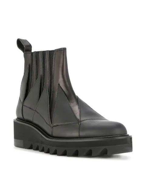 YOHJI YAMAMOTO YOHJI YAMAMOTO JAGGED GORE ANKLE BOOTS - BLACK