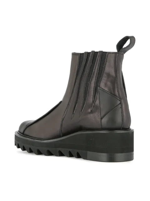 YOHJI YAMAMOTO YOHJI YAMAMOTO JAGGED GORE ANKLE BOOTS - BLACK