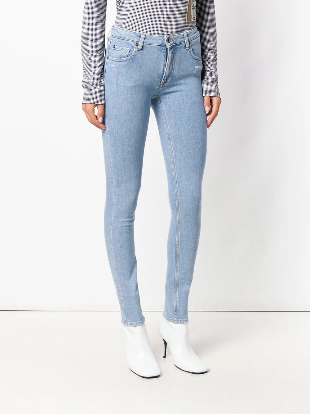  Off White Klassisches Skinny Jeans   Blau 