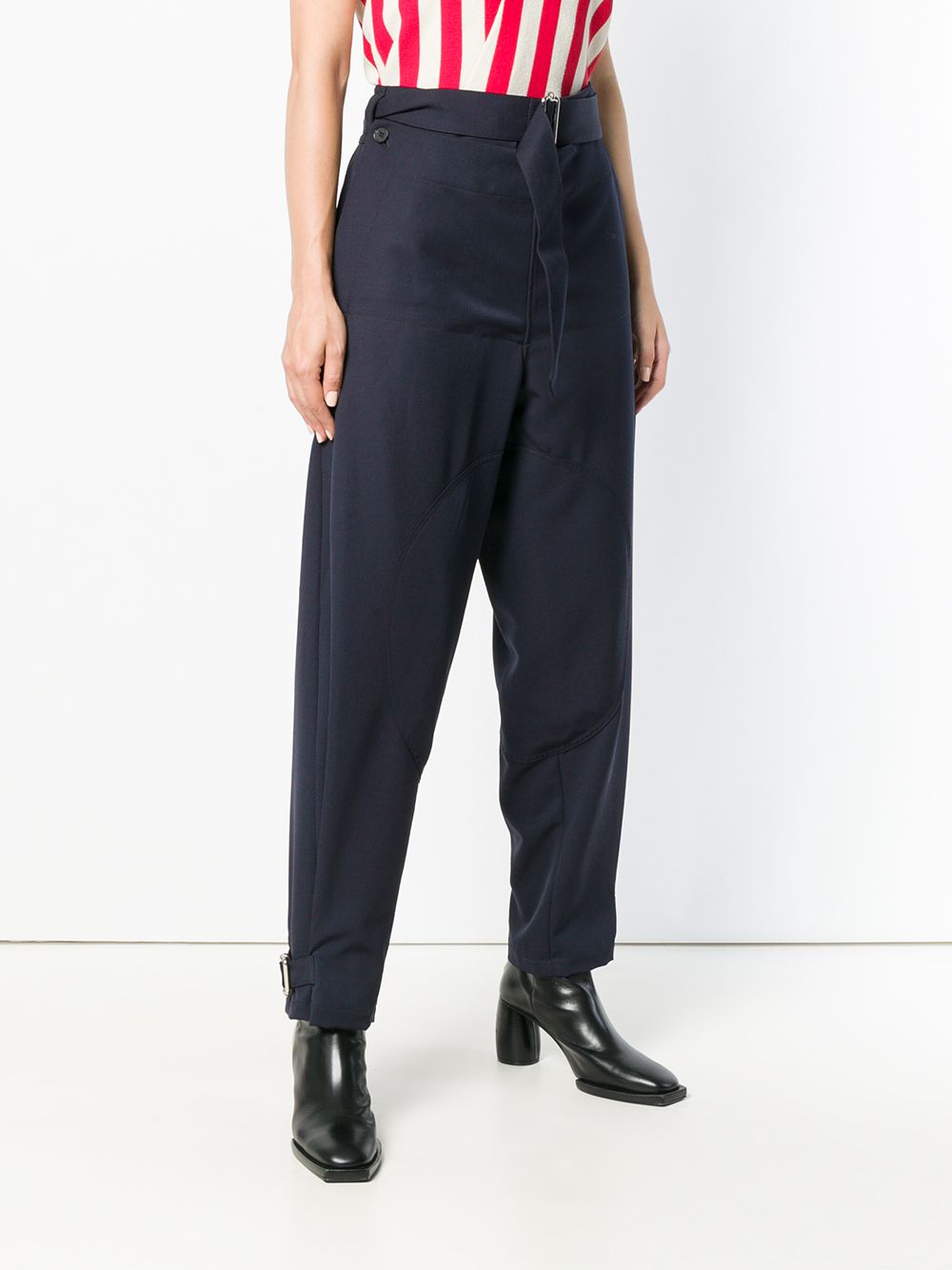 JW Anderson women's Navy Fold Front Utility Trousers - Farfetch