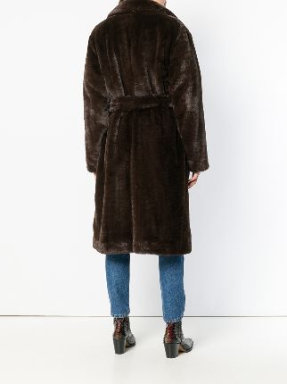 faux fur belted coat展示图