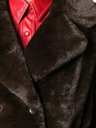 faux fur belted coat展示图