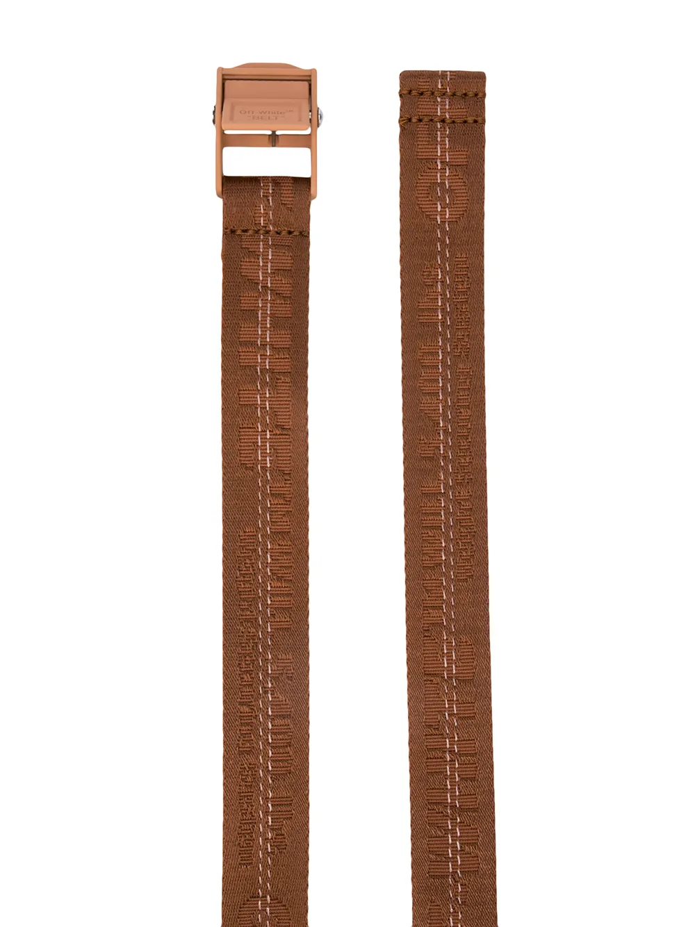Off-White riem met geborduurd merk - Bruin