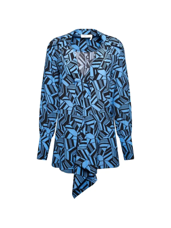Chloé Geometric Print Blouse in Blue