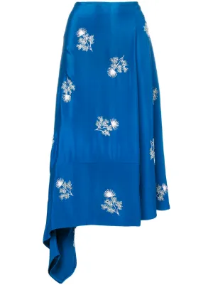 floral-embroidered wrap skirt