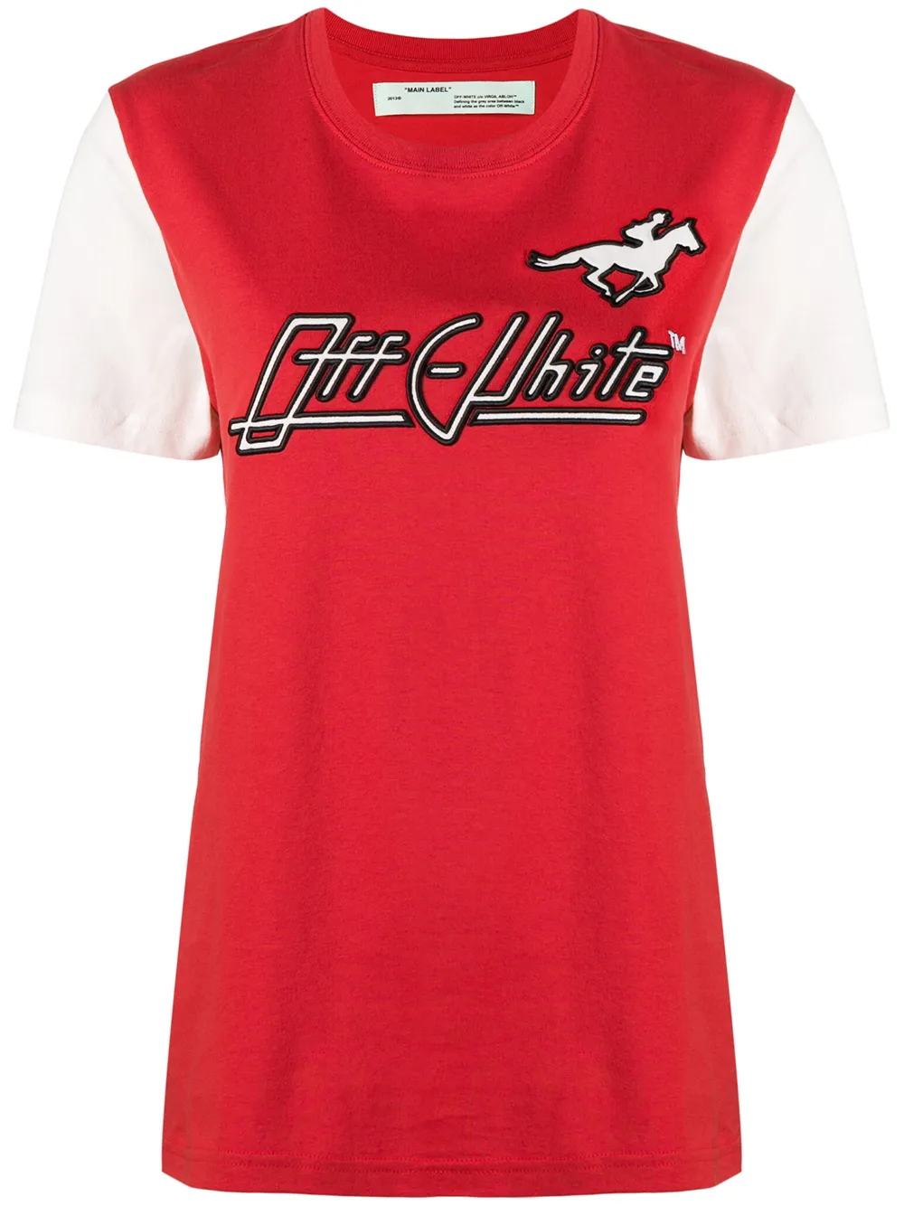 Off-White T-shirt con logo ricamato - Rosso