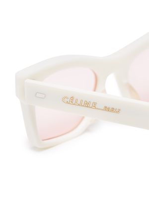 Celine Eyewear White And Pink Rectangular Cat Eye Sunglasses