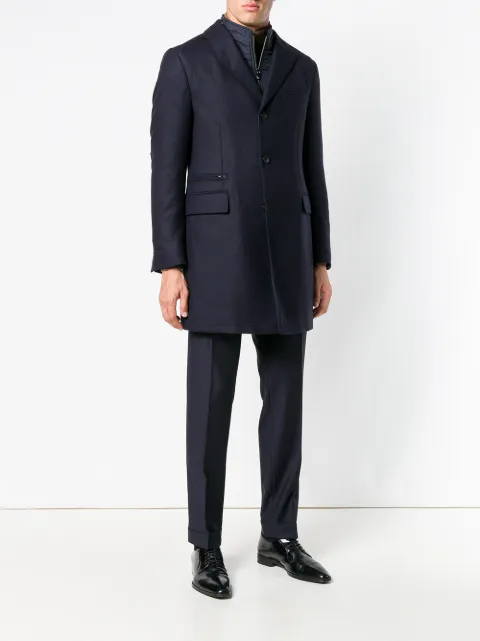 Col À Corneliani Ajusté Bleu Manteau Zippé OSvRw5x