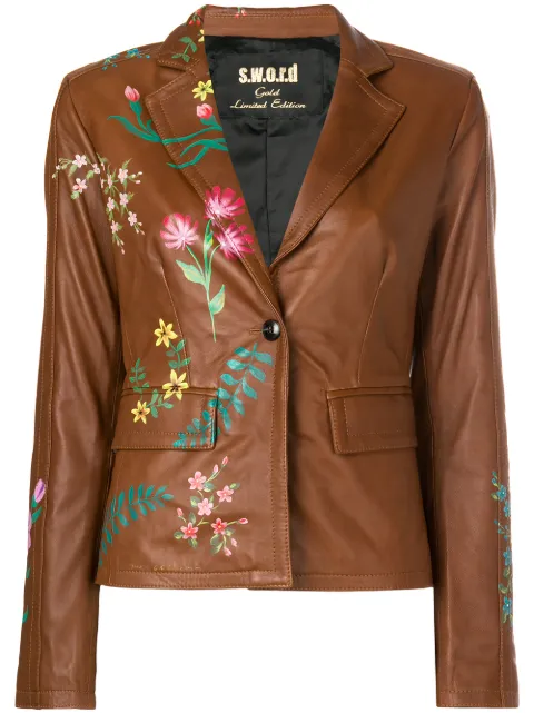 S W O R D 6 44 Fl Print Leather Jacket Farfetch