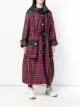 No Ka' Oi long hooded plaid coat
