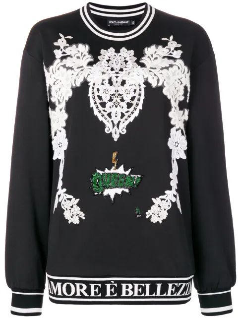 Click to view more detailed imagery on our partner's website Dolce & Gabbana Embroidered Cotton Sweatshirt In Black