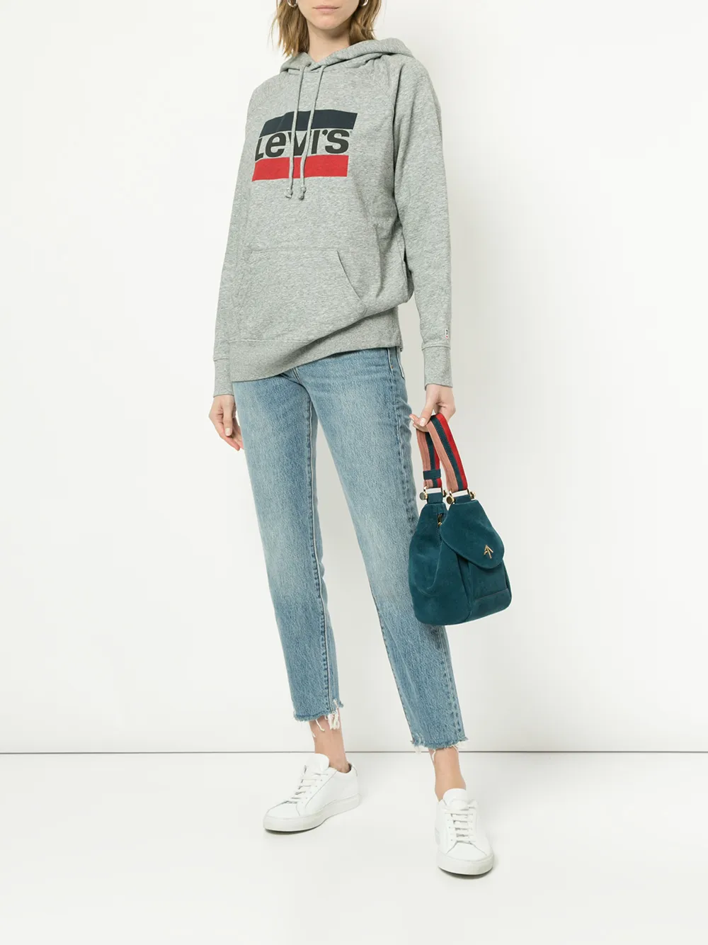  Levi's Kapuzenpullover Mit Logo Print   Grau 