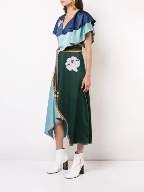 PETER PILOTTO PETER PILOTTO ASYMMETRIC RUFFLE DRESS - BLUE
