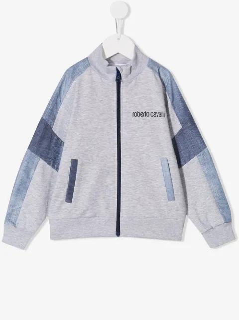 Roberto Cavalli Junior Trainingsjacke mit Denim-Patchwork