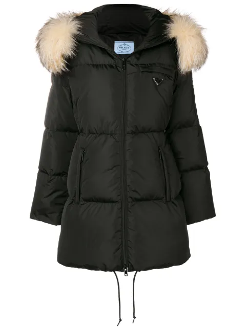 Doudoune En Mi De Farfetch Bordure Longue Fourrure Capuche À Renard Prada 7SqwdS