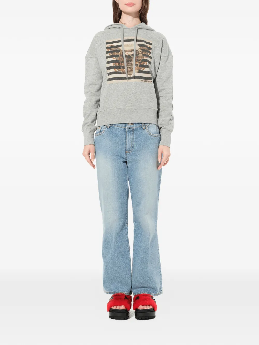  Alexander Mcqueen Kapuzenpullover Mit Print   Grau 
