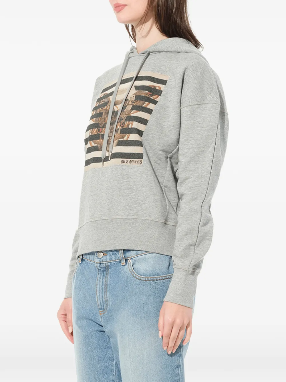  Alexander Mcqueen Kapuzenpullover Mit Print   Grau 
