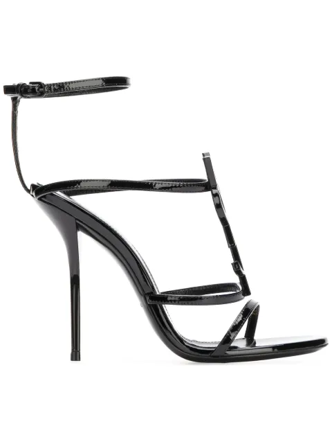 Click to view more detailed imagery on our partner's website Saint Laurent Cassandra Patent Leather Sandals In Black