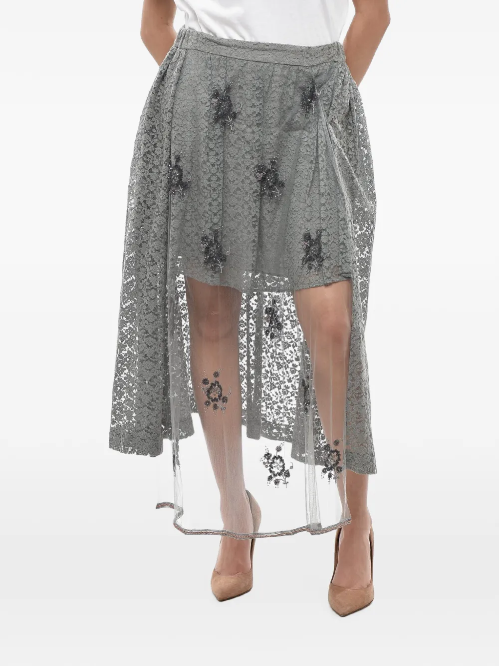 Stella McCartney embellished lace asymmetric skirt · 38