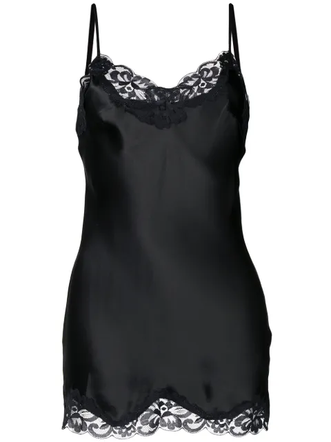 Gold Hawk Lace Trim Vest Top - Black In Black