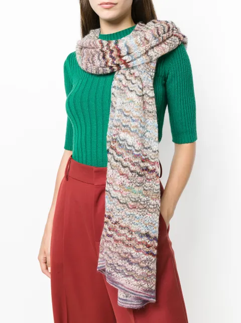 MISSONI MISSONI WAVE PATTERN SCARF - NEUTRALS