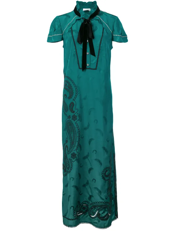 green paisley dress