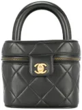 CHANEL Pre-Owned CHANEL Quilted Cosmetic Vanity Hand Bag - Black