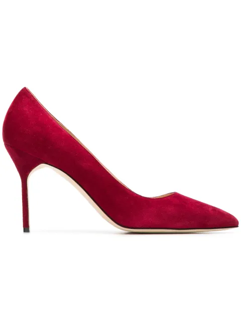 Manolo Blahnik Pointed Toe Pumps  In Red