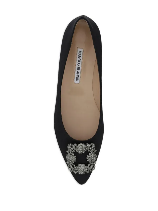 Manolo Blahnik◆HANGISI◆レザーフラットシューズ 10mm マノロ・ブラニク HANGISIFLAT 10mm フラットシューズ サテン