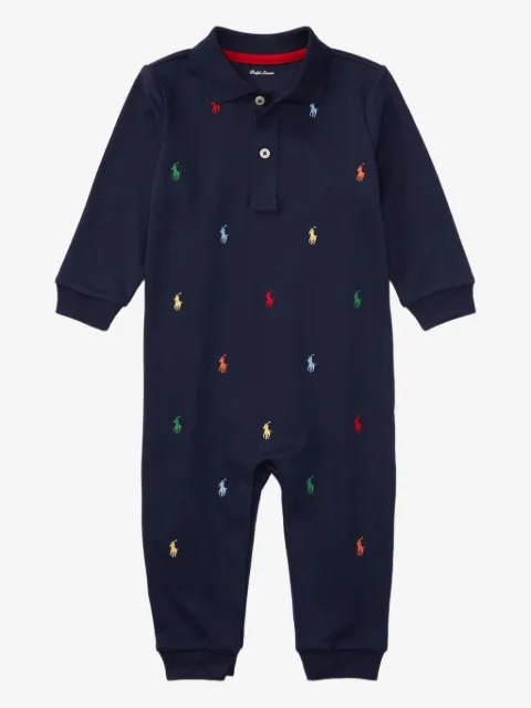 POLO RALPH LAUREN KIDS logo embroidered rompers