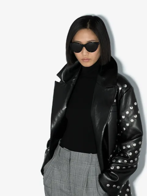 GUCCI BLACK CURVED CAT EYE SUNGLASSES