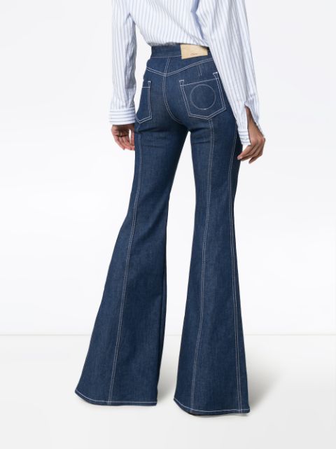 Chloé Contrast-stitch Split-hem Flare Jeans | Farfetch.com