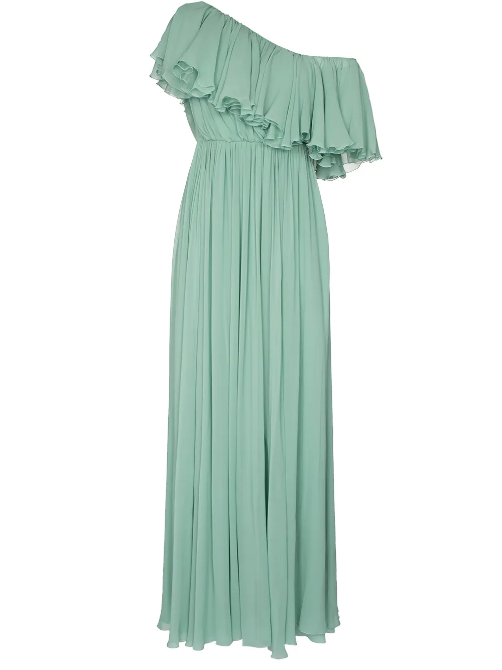 Giambattista Valli Tops GIAMBATTISTA VALLI ONE SHOULDER RUFFLE SILK GOWN - GREEN