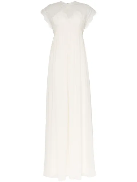 Giambattista Valli cap sleeve lace insert empire line maxi dress