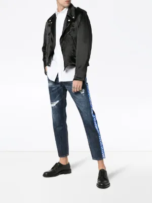 vaqueros slim capri con efecto envejecido 