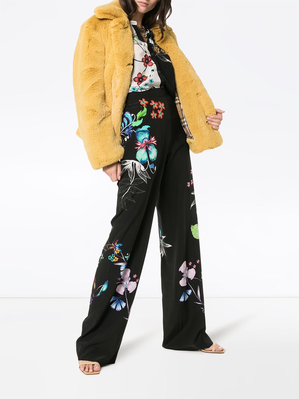 фото Etro широкие брюки с цветочным принтом