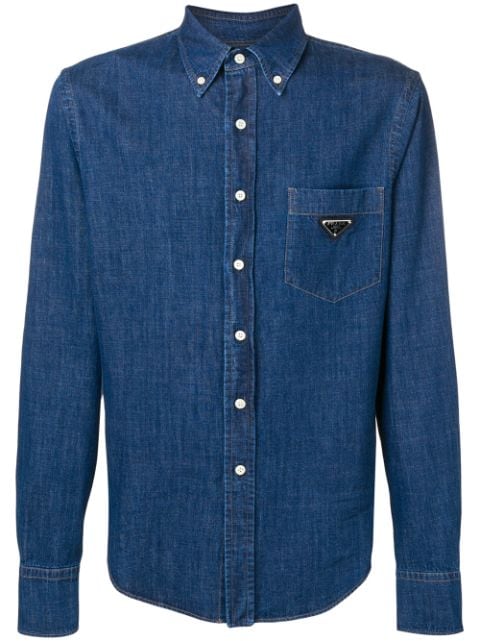 Prada Long Sleeved Button Up Denim Shirt - Farfetch