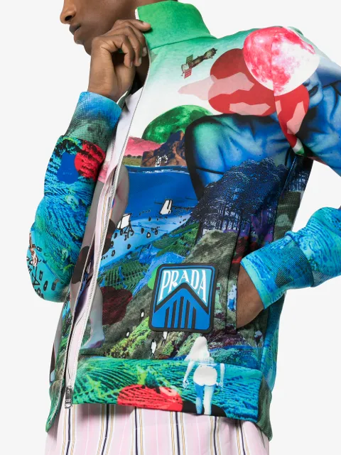 Prada flashback print high neck bomber 