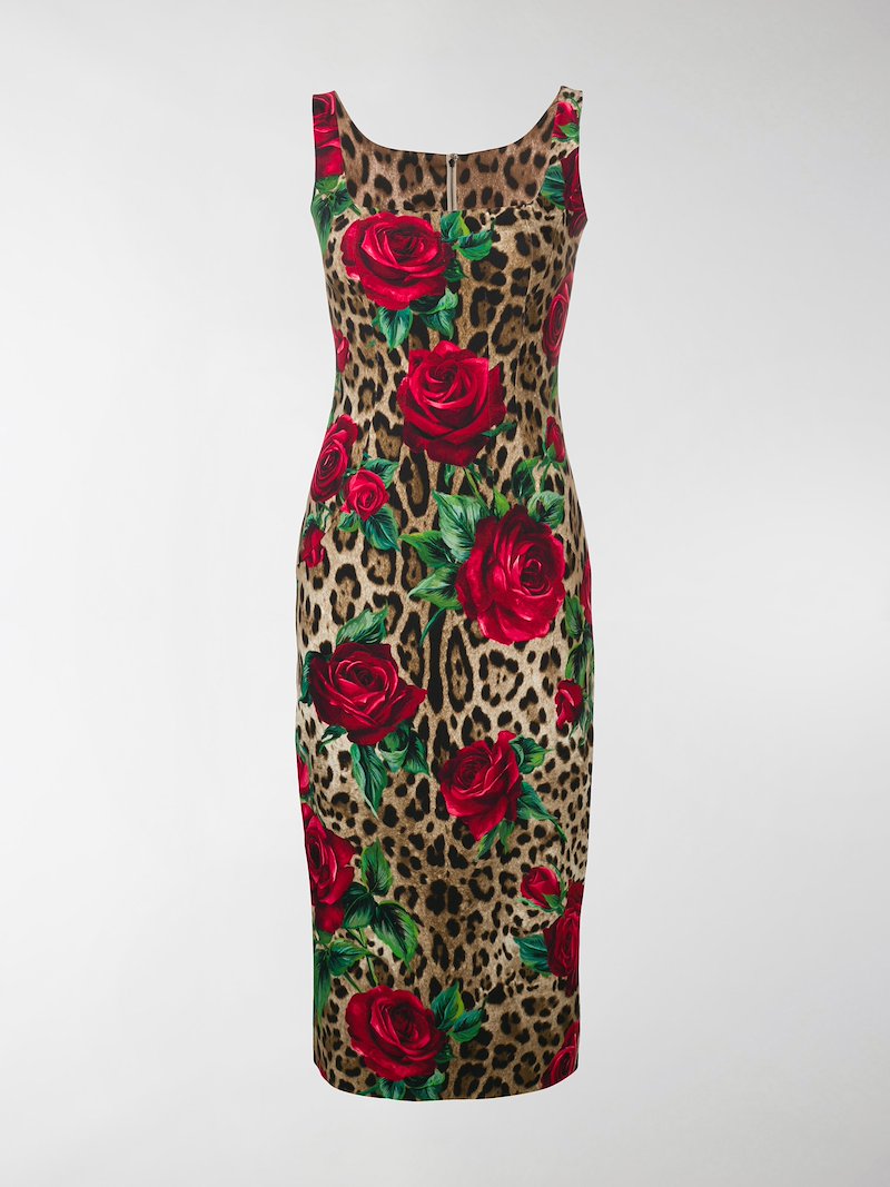 Dolce and gabbana leopard rose dress Clearance
