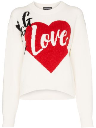 Dolce & Gabbana D&G Is Love Cashmere Blend Intarsia Knit Sweater - Farfetch