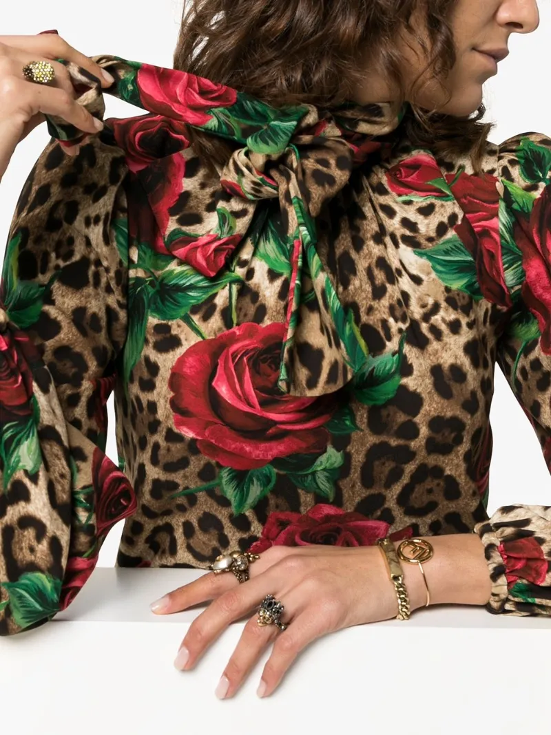 dolce and gabbana leopard rose dress