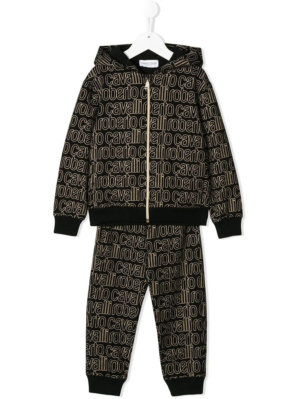 Roberto Cavalli Junior trainingspak met logoprint Zwart