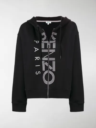 Kenzo logo zipped hoodie black | MODES