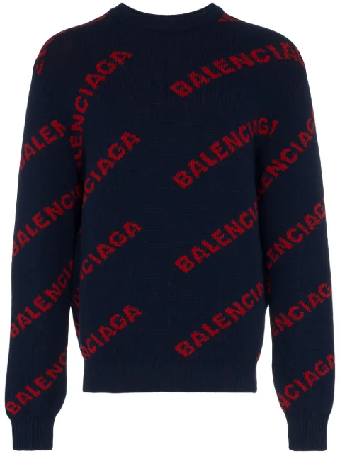 balenciaga logo wool sweater