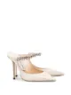 Image 2 of Jimmy Choo linen white Bing 100 crystal anklet patent leather mules