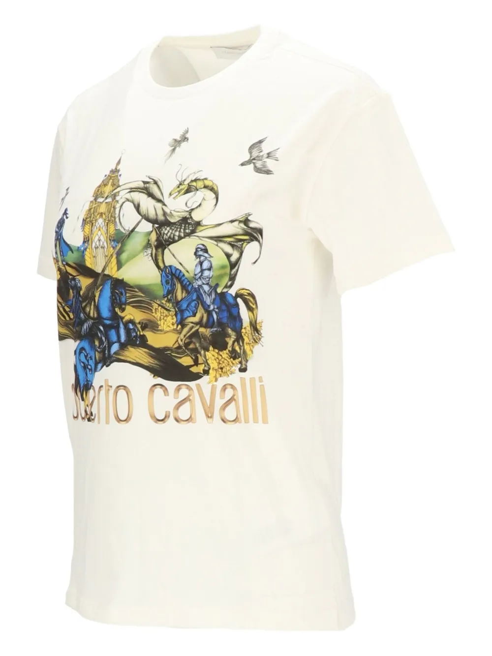 Roberto Cavalli Junior T-shirt met ridderprint Wit