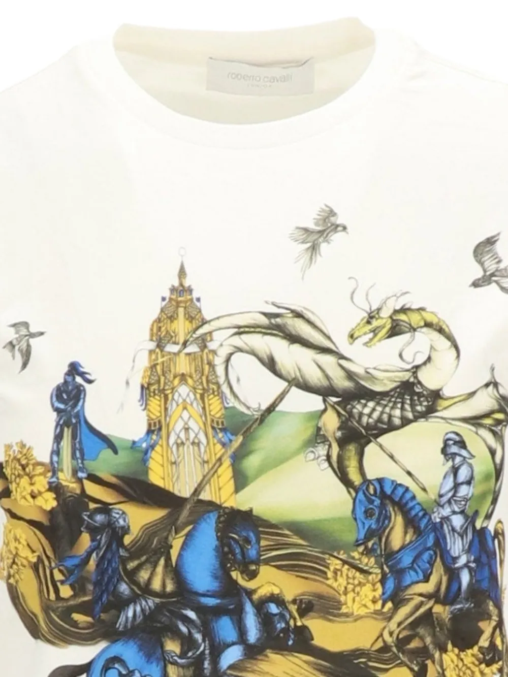 Roberto Cavalli Junior T-shirt met ridderprint Wit