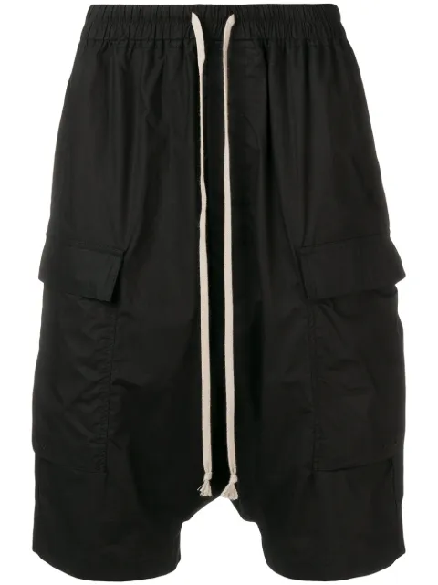 RICK OWENS DRKSHDW RICK OWENS DRKSHDW DROPPED CROTCH TRACK SHORTS - BLACK